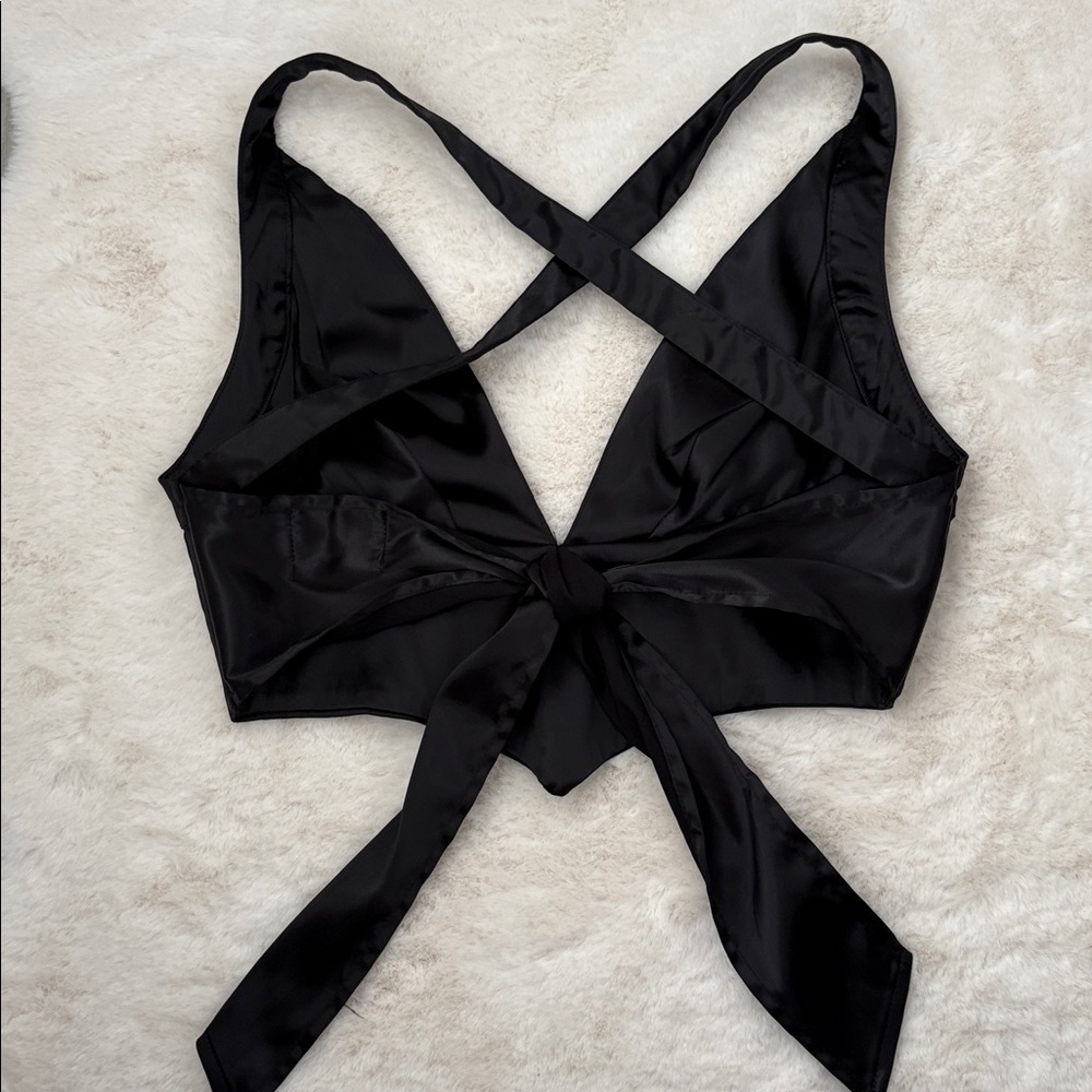Princess Polly Black Satin Top - Picture 3 of 3